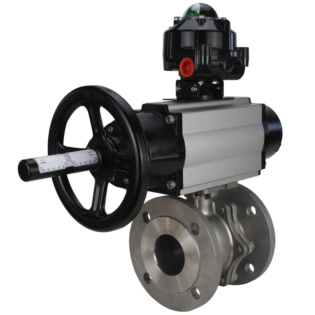 Ball valves Elephant BV3232P(2pc)-FP-F-ISO-H DN80-100 16 bar, full bore flanged, stainless steel SS316, seal - PTFE, with pneumatic actuator PA-DA-105-1 double acting, with pneumatic distributor 4M310-08 220V , with LSU APL-510N EX