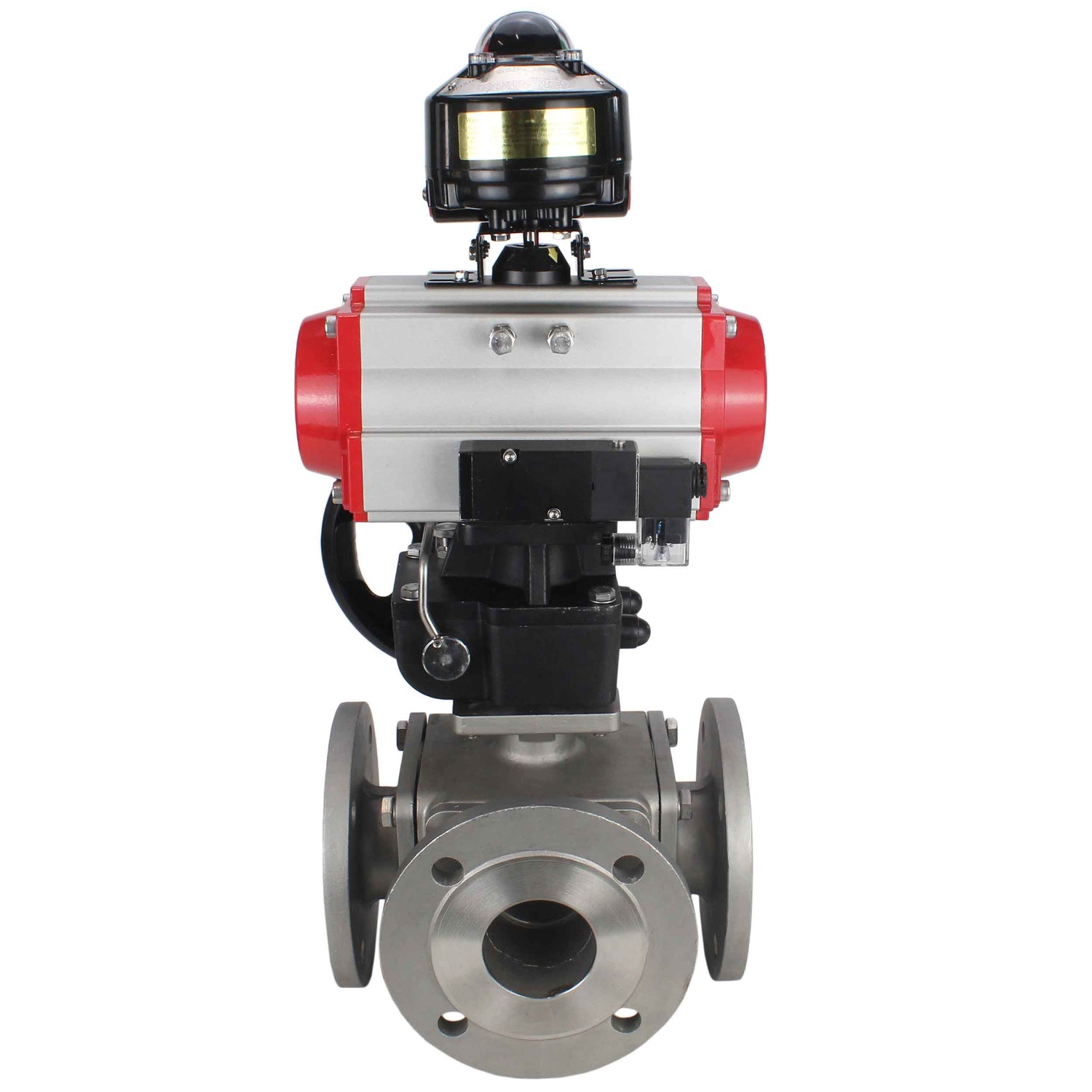Ball valves Elephant BV3232P(4pc)-FP-3WL-F-ISO-H 16 bar full bore, flanged, stainless steel body. steel SS316, ISO flange F03/F04-F10/F12, square 9x9-19x19, with pneumatic actuator PA-DA, PN/distributor 4M310-08 220V, LSU APL-510N EX and Doubler MON3-700-