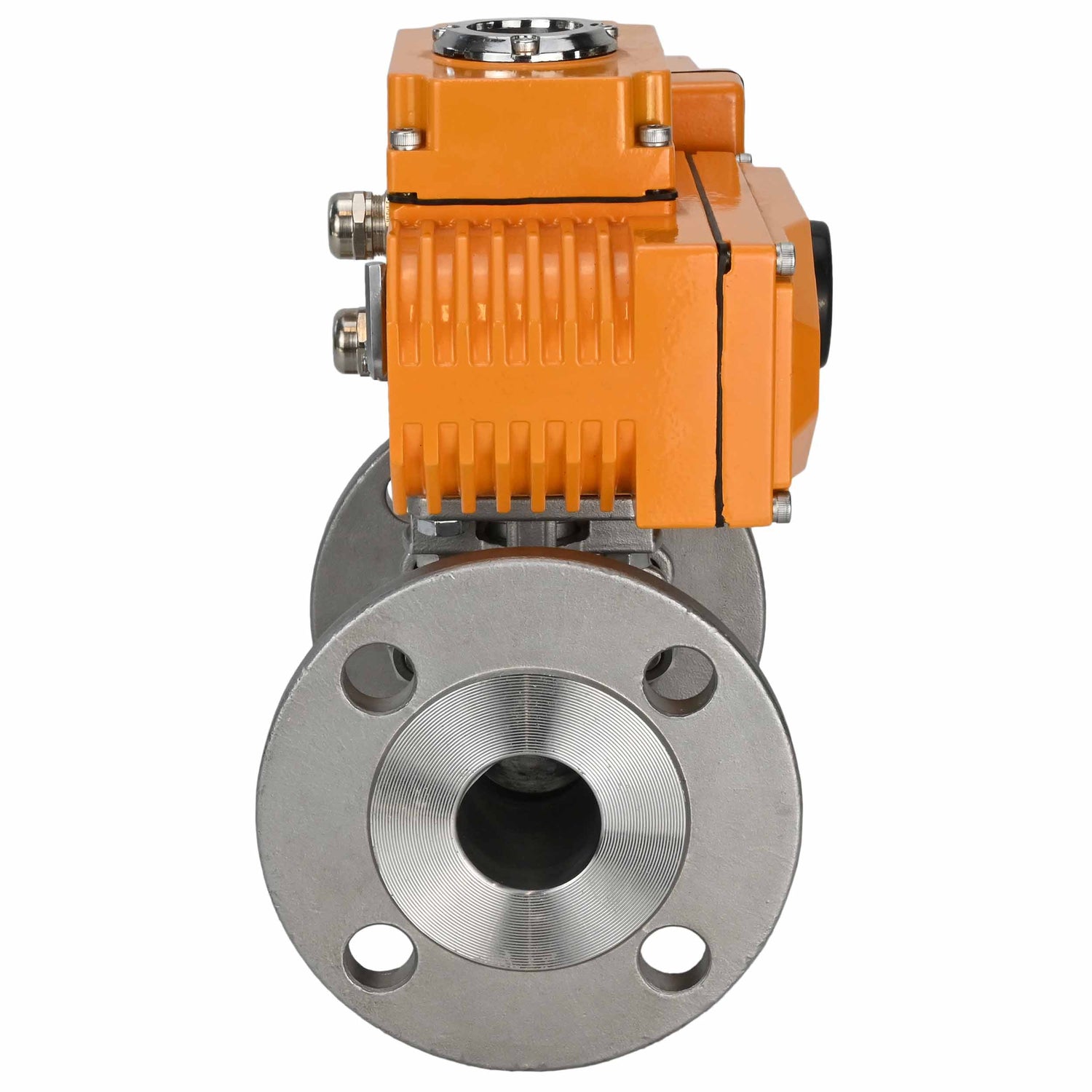 Robinets à boisseau sphérique Elephant BV3131P(3pc)-FP-F-ISO-H trois pièces, passage intégral, à brides, corps - acier inoxydable SS304, joint - PTFE, avec entraînement électrique 1/4 de tour QT-N-EM-O1-380VAC-U1 380V HARK