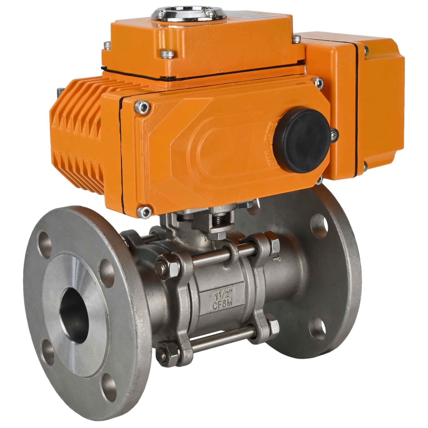Robinets à boisseau sphérique Elephant BV3131P(3pc)-FP-F-ISO-H trois pièces, passage intégral, à brides, corps - acier inoxydable SS304, joint - PTFE, avec entraînement électrique 1/4 de tour QT-N-EM-O1-380VAC-U1 380V HARK