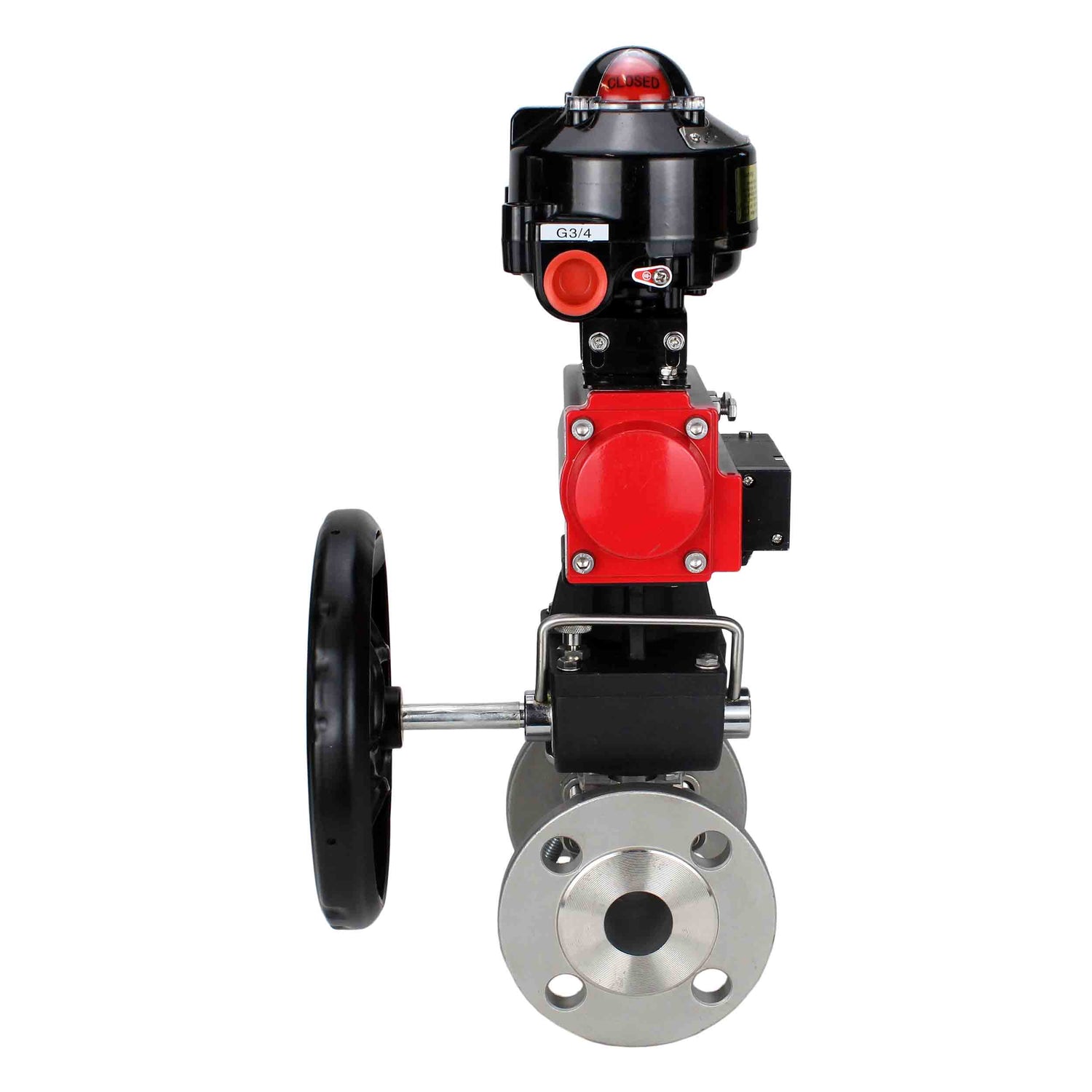 Ball valves Elephant BV3131P(3pc)-FP-F-ISO-H flanged, full bore, three-piece, stainless steel body. steel SS304, seal - PTFE, with pneumatic drive Elephant PA-DA 052-130 pneumatic distributor 4M310-08 NAMUR 24V gearbox MON LSU APL-510N-EX