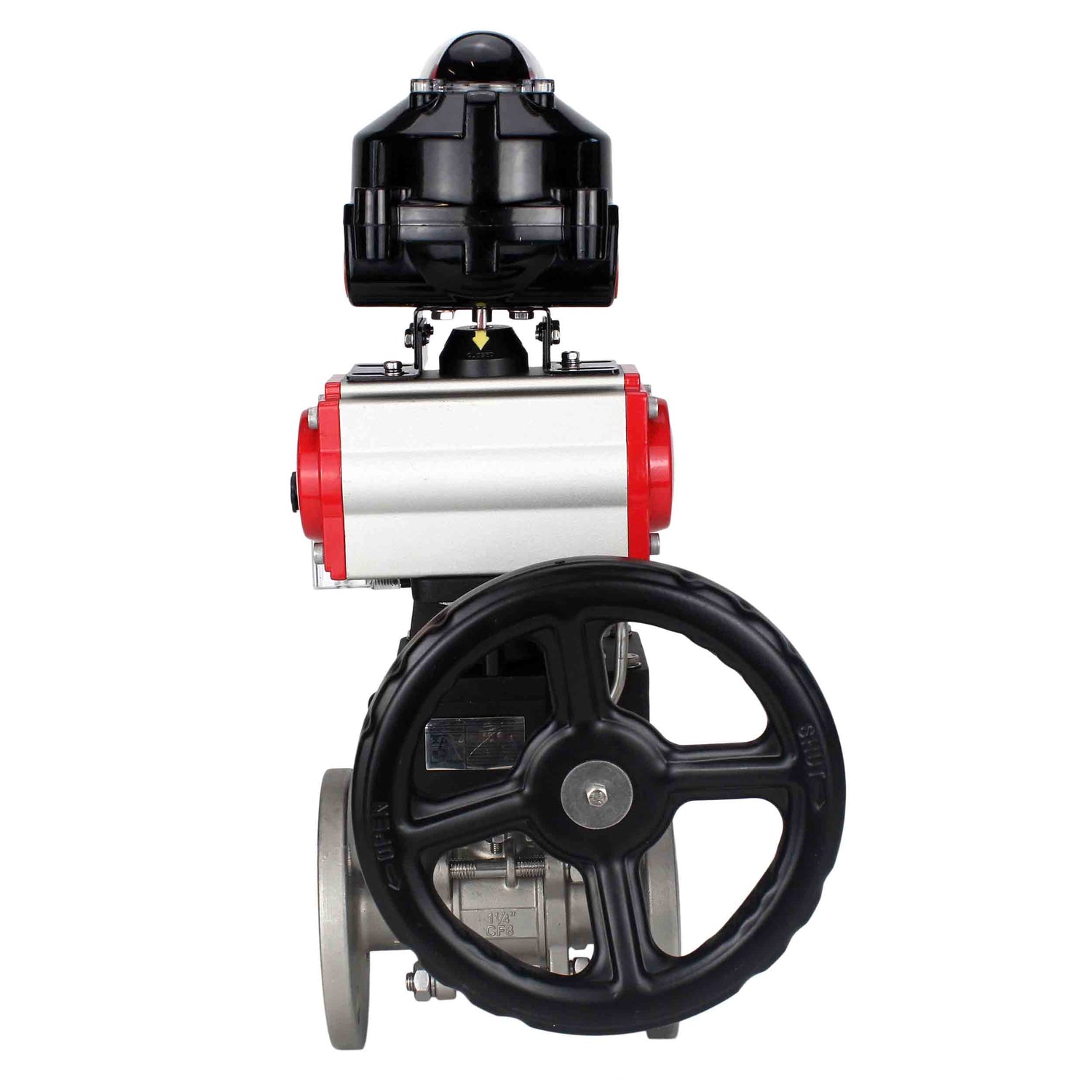 Ball valves Elephant BV3131P(3pc)-FP-F-ISO-H flanged, full bore, three-piece, stainless steel body. steel SS304, seal - PTFE, with pneumatic drive Elephant PA-DA 052-130 pneumatic distributor 4M310-08 NAMUR 24V gearbox MON LSU APL-510N-EX