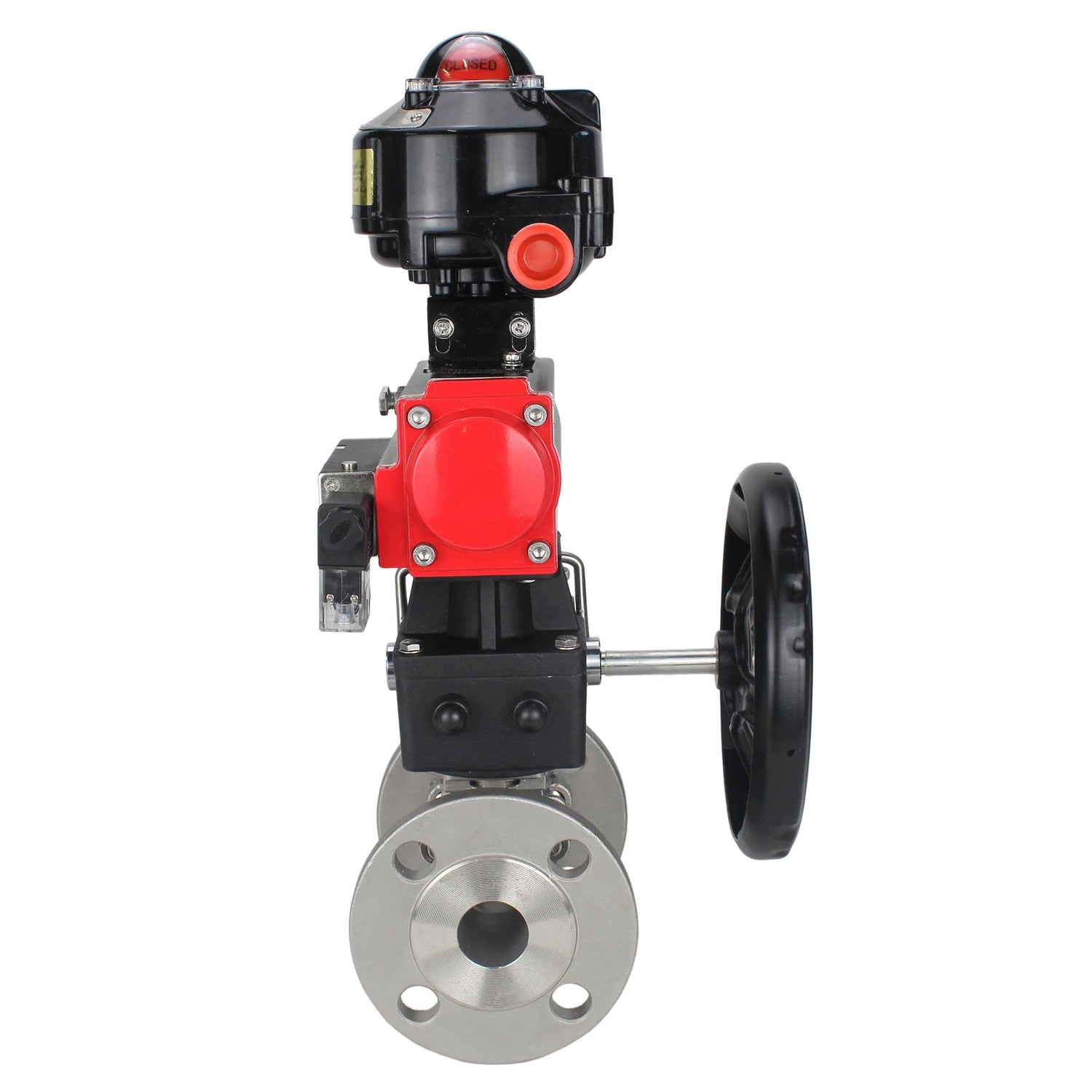 Ball valves Elephant BV3131P(3pc)-FP-F-ISO-H flanged, full bore, three-piece, stainless steel body. steel SS304, seal - PTFE, with pneumatic drive Elephant PA-DA 052-130 pneumatic distributor 4M310-08 NAMUR 220V gearbox MON LSU APL-510N-EX