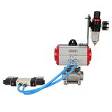Vannes à boisseau sphérique Elephant BV3232P(3pc)-FP-W-ISO-H 16 bar/25, passage intégral à souder, acier inoxydable SS316, joint - PTFE, avec actionneur pneumatique double effet PA-DA, avec distributeur pneumatique 4V320-08 220V, avec BPV AFC2000