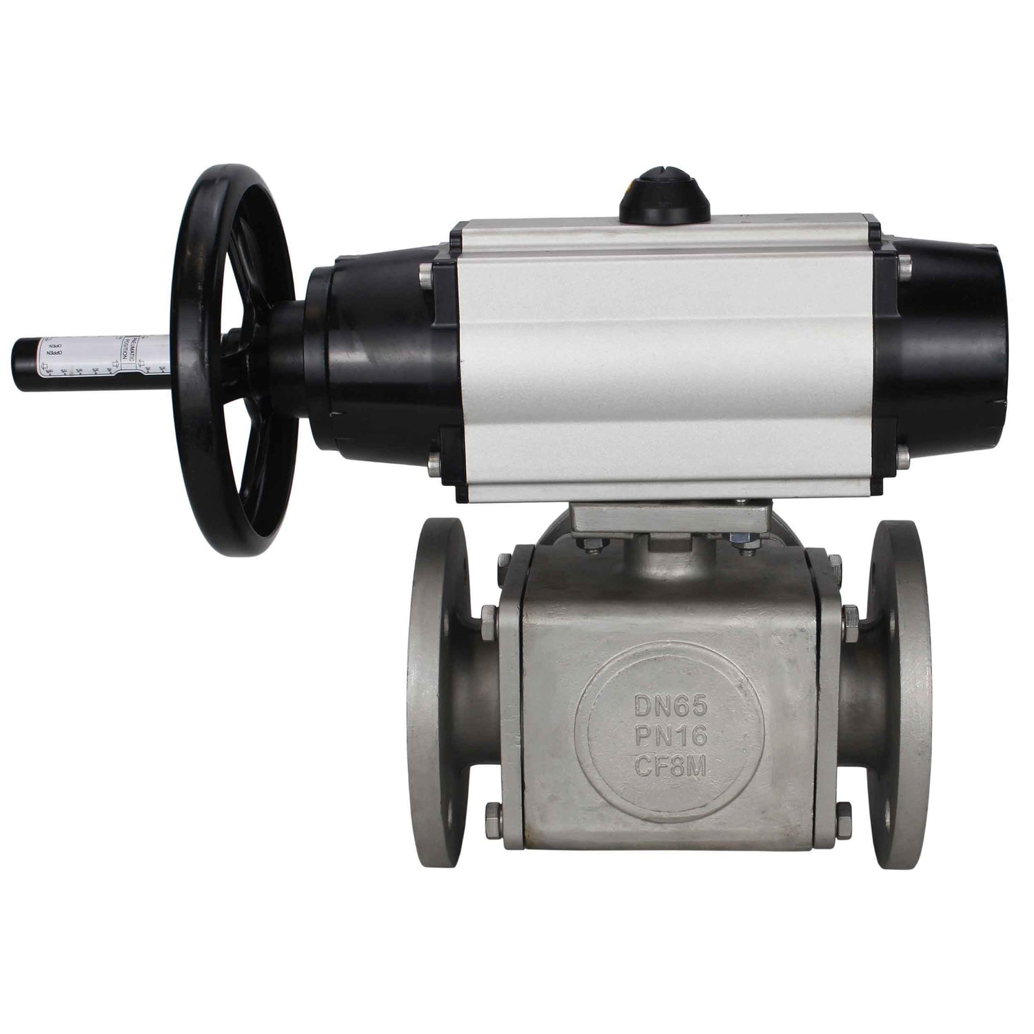 Ball valves Elephant BV3232P(4pc)-FP-3WL-F-ISO-H DN100 16 bar full bore, flanged, body - stainless steel SS316, ISO flange F10/F12, square 19x19, with double pneumatic actuator PA-DA-105-1 action and pneumatic distributor 4M310-08 NAMUR 220V