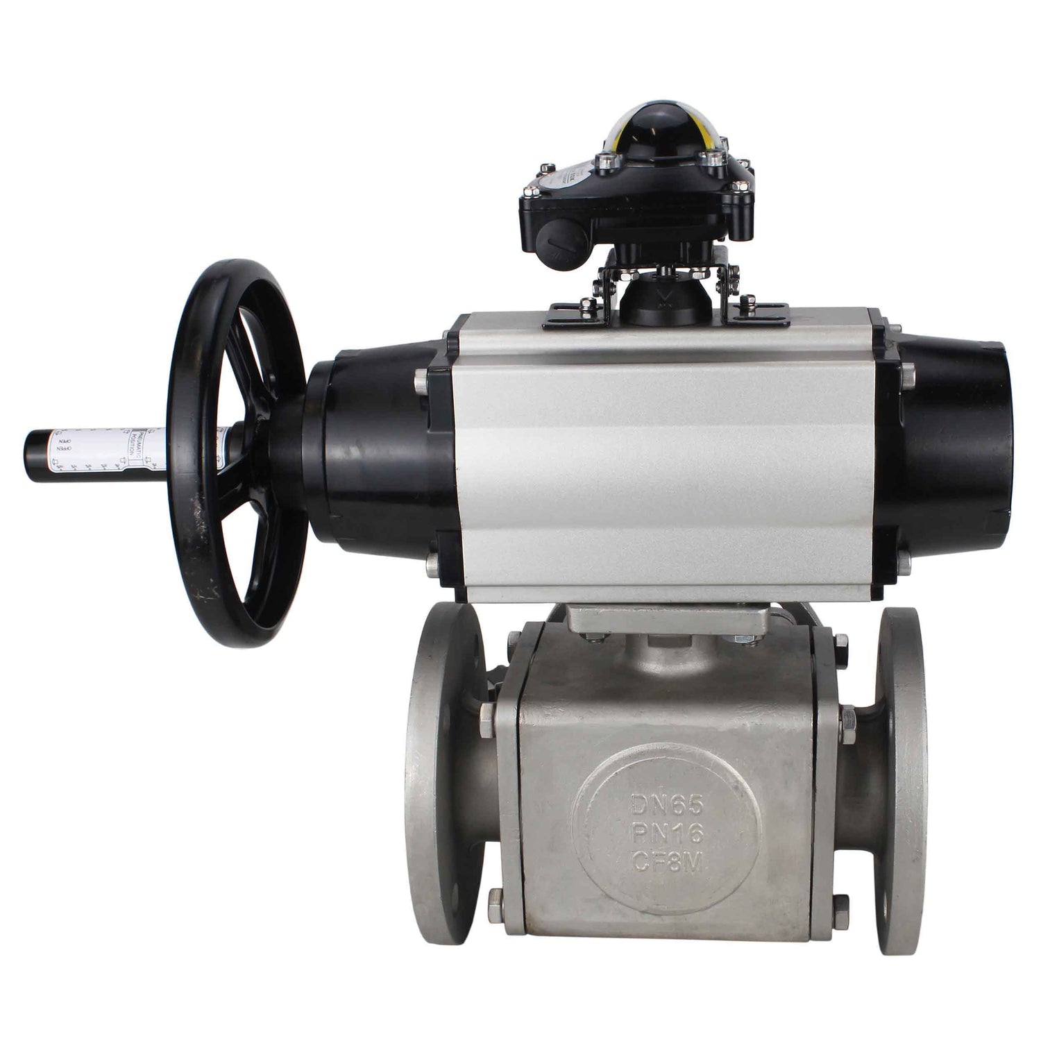 Ball valves Elephant BV3232P(4pc)-FP-3WL-F-ISO-H DN100 16 bar full bore, flanged, body - stainless steel SS316, ISO flange F10/F12, square 19x19, with double pneumatic actuator PA-DA-105-1 action, pneumatic distributor 4V320-10 220V and LSU APL-210N