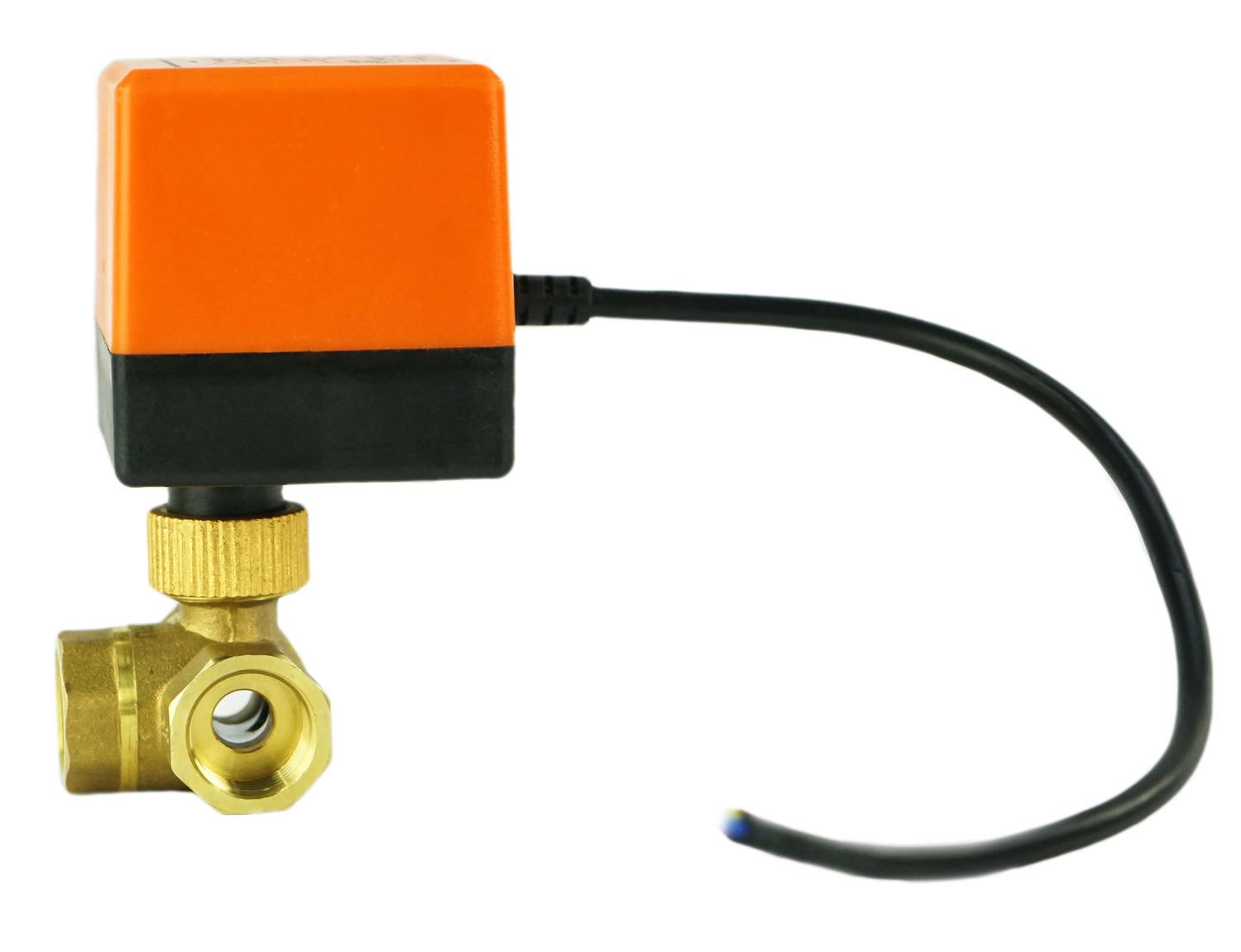 Válvula de bola de latón de 3 vías Rosca NPT/BSP Puerto estándar tipo T Elephant RP.BRASS.120.MM 232 PSI con accionamiento eléctrico 110VAC sin interruptores de límite