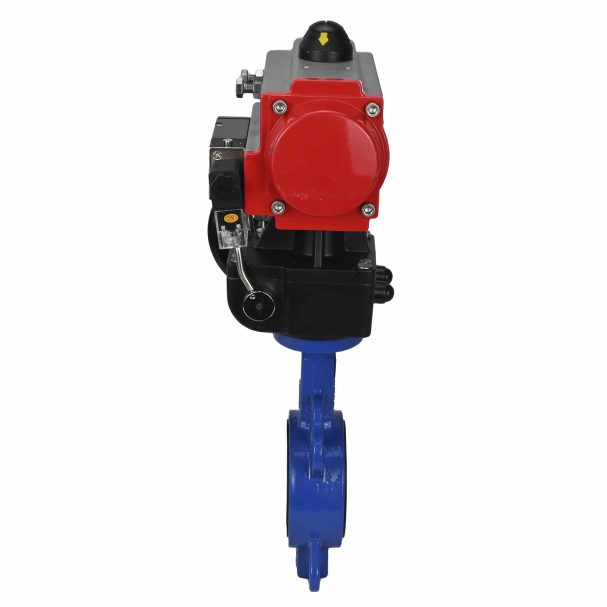 Válvula de mariposa de agua Elephant st-316l-viton-da-4m310-24v-hdm, material del cuerpo - acero al carbono WCB, material del disco - acero inoxidable AISI 316L, sello - VITON, actuador neumático operado