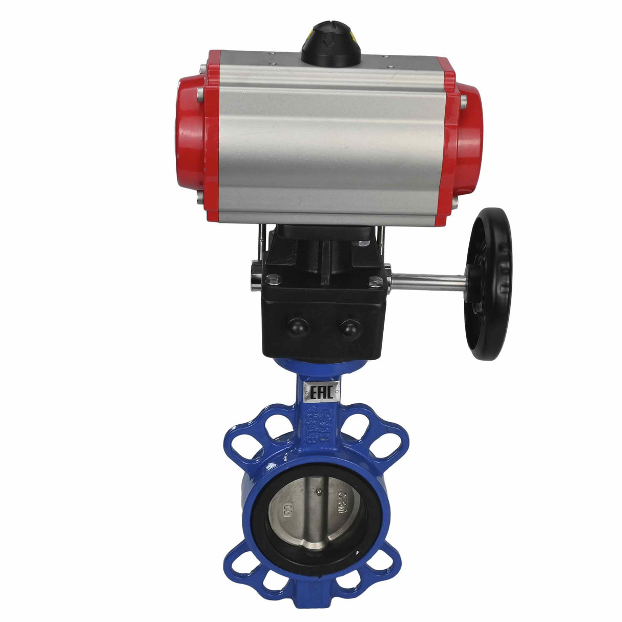 Válvula de mariposa de agua Elephant st-316l-viton-da-4m310-24v-hdm, material del cuerpo - acero al carbono WCB, material del disco - acero inoxidable AISI 316L, sello - VITON, actuador neumático operado