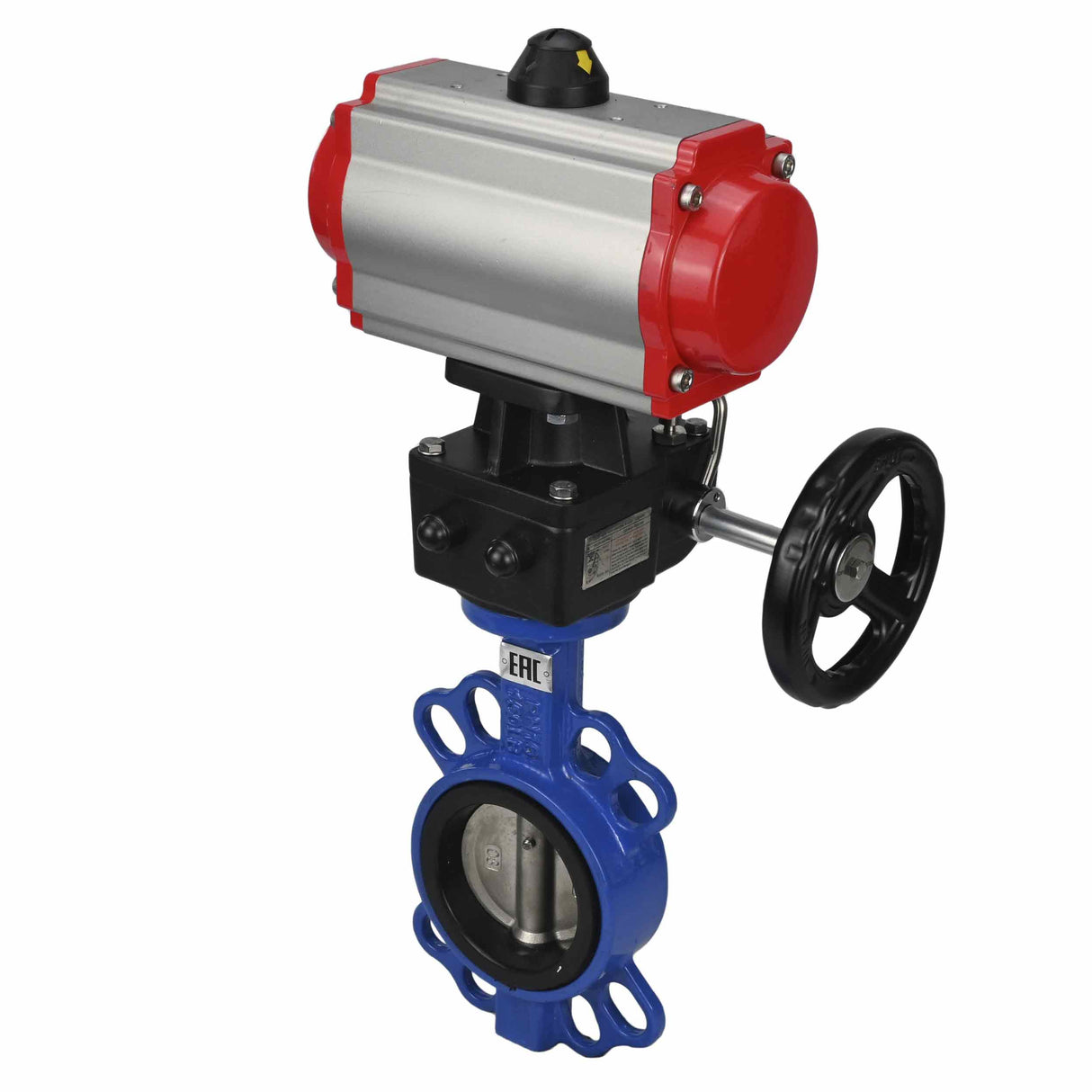 Válvula Mariposa de Agua Elefante st-316l-viton-da-4m310-110/220v-hdm, material del cuerpo - acero al carbono WCB, material del disco - acero inoxidable AISI 316L, sello - VITON, actuador neumático operado