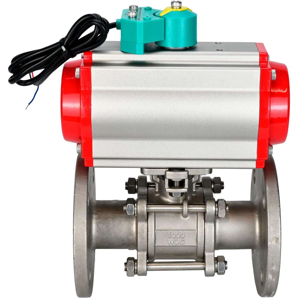 Ball valves Elephant BV3232P(3pc)-FP-F-ISO-H DN15-100 16/40 bar full-bore three-piece, flanged, 316 stainless steel, seal - PTFE, with pneumatic actuator PA-SA and ALS200D magnetic switch