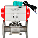 Ball valves Elephant BV3232P(3pc)-FP-F-ISO-H DN15-100 16/40 bar full-bore three-piece, flanged, 316 stainless steel, seal - PTFE, with pneumatic actuator PA-SA and ALS200D magnetic switch