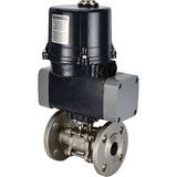 Ball valves Elephant BV3131P(3pc)-FP-F-ISO-H full bore, three-piece, flanged, body - stainless steel SS304, seal - PTFE, with electric quarter turn actuator Elephant QTSA-N-EM-O0-220VAC