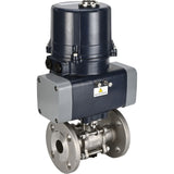 Ball valves Elephant BV3131P(3pc)-FP-F-ISO-H full bore, three-piece, flanged, body - stainless steel SS304, seal - PTFE, with electric quarter turn actuator Elephant QTSA-N-EM-O0-220VAC