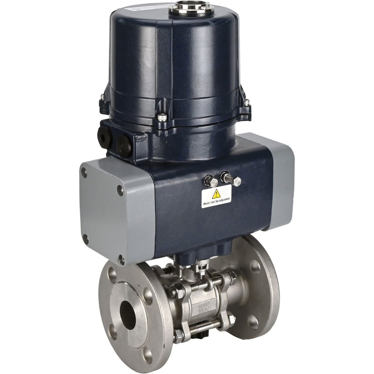 Ball valves Elephant BV3232P(3pc)-FP-F-ISO-H full bore, three-piece, flanged, body - SS316 stainless steel, seal - PTFE, with electric quarter turn actuator Elephant QTSA-N-EM-O0-220VAC