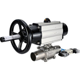 Ball valves Elephant BV3232P(3pc)-FP-W-ISO-H LONG,  body material - Stainless steel AISI 316, seal - PTFE / PTFE / Teflon, with pneumatic actuator double action PA-DA-105-1, 4V320-10 220V