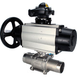 Ball valves Elephant BV3232P(3pc)-FP-W-ISO-H LONG,  body material - Stainless steel AISI 316, seal - PTFE / PTFE / Teflon, with pneumatic actuator double action PA-DA-105-1, 4V320-08 220V, LSU APL-210N