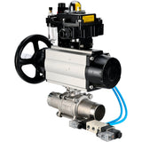 Ball valves Elephant BV3131P(3pc)-FP-W-ISO-H LONG,  body material - Stainless steel AISI 304, seal - PTFE / PTFE / Teflon, with pneumatic actuator double action PA-DA-105-1, 4V320-10 220V, LSU APL-410N Ex, ATU AFC2000