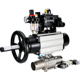 Ball valves Elephant BV3232P(3pc)-FP-W-ISO-H LONG,  body material - Stainless steel AISI 316, seal - PTFE / PTFE / Teflon, with pneumatic actuator double action PA-DA-105-1, 4V320-10 220V, LSU APL-410N Ex, ATU AFC2000