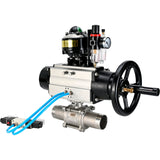 Ball valves Elephant BV3232P(3pc)-FP-W-ISO-H LONG,  body material - Stainless steel AISI 316, seal - PTFE / PTFE / Teflon, with pneumatic actuator double action PA-DA-105-1, 4V320-08 220V, LSU APL-510N Ex, ATU AFC2000