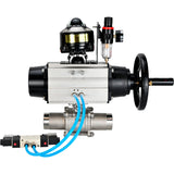 Ball valves Elephant BV3232P(3pc)-FP-W-ISO-H LONG,  body material - Stainless steel AISI 316, seal - PTFE / PTFE / Teflon, with pneumatic actuator double action PA-DA-105-1, 4V320-08 220V, LSU APL-510N Ex, ATU AFC2000