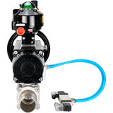 Ball valves Elephant BV3232P(3pc)-FP-W-ISO-H LONG,  body material - Stainless steel AISI 316, seal - PTFE / PTFE / Teflon, with pneumatic actuator double action PA-DA-105-1, 4V320-08 220V, LSU APL-510N Ex, ATU AFC2000