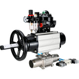 Ball valves Elephant BV3232P(3pc)-FP-W-ISO-H LONG,  body material - Stainless steel AISI 316, seal - PTFE / PTFE / Teflon, with pneumatic actuator double action PA-DA-105-1, 4V320-08 220V, LSU APL-510N Ex, ATU AFC2000