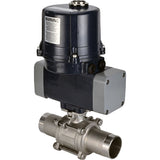 Ball valves Elephant BV3131P(3pc)-FP-W-ISO-H LONG full bore, welded, body - stainless steel SS304, seal - PTFE, with electric quarter turn actuator Elephant QTSA-N-EM-O0-220VAC