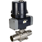 Ball valves Elephant BV3131P(3pc)-FP-W-ISO-H LONG full bore, welded, body - stainless steel SS304, seal - PTFE, with electric quarter turn actuator Elephant QTSA-N-EM-O0-220VAC