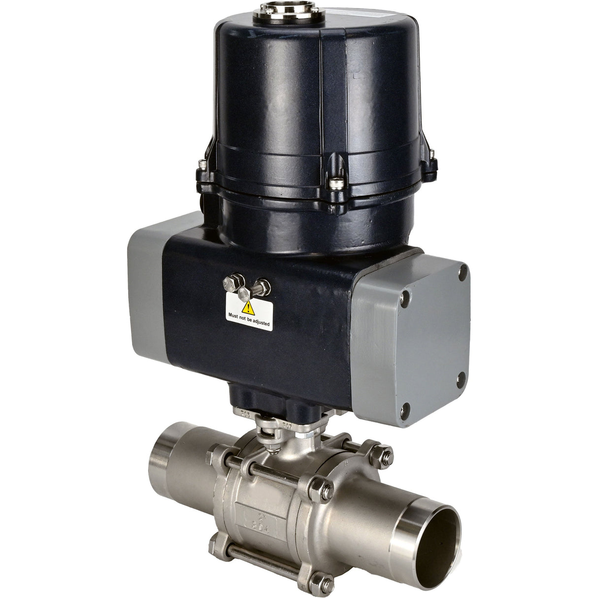 Ball valves Elephant BV3131P(3pc)-FP-W-ISO-H LONG full bore, welded, body - stainless steel SS304, seal - PTFE, with electric quarter turn actuator Elephant QTSA-N-EM-O0-220VAC