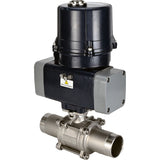 Ball valves Elephant BV3131P(3pc)-FP-W-ISO-H LONG full bore, welded, body - stainless steel SS304, seal - PTFE, with electric quarter turn actuator Elephant QTSA-N-EM-O0-220VAC