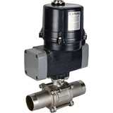 Ball valves Elephant BV3131P(3pc)-FP-W-ISO-H LONG full bore, welded, body - stainless steel SS304, seal - PTFE, with electric quarter turn actuator Elephant QTSA-N-EM-O0-220VAC