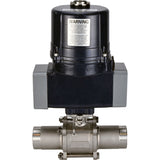 Ball valves Elephant BV3131P(3pc)-FP-W-ISO-H LONG full bore, welded, body - stainless steel SS304, seal - PTFE, with electric quarter turn actuator Elephant QTSA-N-EM-O0-220VAC
