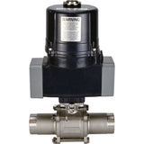 Ball valves Elephant BV3131P(3pc)-FP-W-ISO-H LONG full bore, welded, body - stainless steel SS304, seal - PTFE, with electric quarter turn actuator Elephant QTSA-N-EM-O0-220VAC