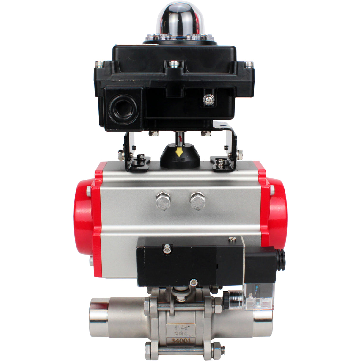 Vannes à boisseau sphérique Elephant BV3131P(3pc)-FP-W-ISO-H LONG DN10-150 passage intégral, corps - acier inoxydable 304, soudé, avec actionneur pneumatique PA-DA, distributeur pneumatique 4M310-08 24V et bloc de fin de course APL-410N EX