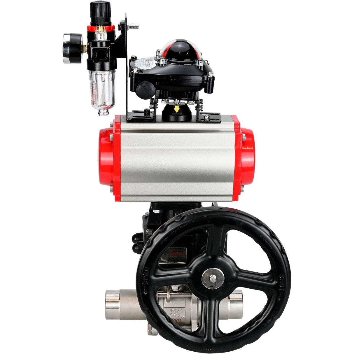 Vannes à boisseau sphérique Elephant BV3131P(3pc)-FP-W-ISO-H LONG DN50-150 passage intégral, corps - acier inoxydable 304, à souder, avec actionneur pneumatique PA-DA, distributeur pneumatique 4M310-08 220V, réducteur MON, BKV APL-210N et BPV AFC2000