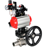 Vannes à boisseau sphérique Elephant BV3131P(3pc)-FP-W-ISO-H LONG DN50-150 passage intégral, corps - acier inoxydable 304, à souder, avec actionneur pneumatique PA-DA, distributeur pneumatique 4M310-08 220V, réducteur MON, BKV APL-210N et BPV AFC2000