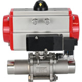Vannes à boisseau sphérique Elephant BV3232P(3pc)-FP-W-ISO-H LONG passage intégral, corps - acier inoxydable 316, à souder, avec actionneur pneumatique Elephant PA-SA et distributeur pneumatique 4M310-08 220V