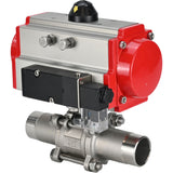 Vannes à boisseau sphérique Elephant BV3131P(3pc)-FP-W-ISO-H LONG passage intégral, corps - acier inoxydable 304, à souder, avec actionneur pneumatique PA-DA et distributeur pneumatique 4M310-08 24V