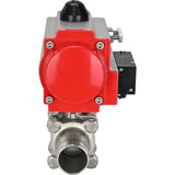 Vannes à boisseau sphérique Elephant BV3131P(3pc)-FP-W-ISO-H LONG passage intégral, corps - acier inoxydable 304, à souder, avec actionneur pneumatique PA-DA et distributeur pneumatique 4M310-08 24V