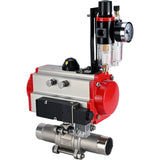 Vannes à boisseau sphérique Elephant BV3131P(3pc)-FP-W-ISO-H LONG passage intégral, corps - acier inoxydable 304, à souder, avec actionneur pneumatique Elephant PA-SA, distributeur pneumatique 4M310-08 220V et BPV AFC2000