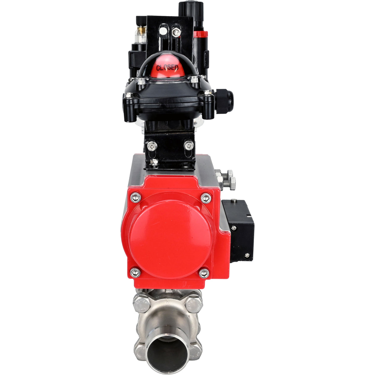 Vannes à boisseau sphérique Elephant BV3131P(3pc)-FP-W-ISO-H LONG DN10-150 passage intégral, corps - acier inoxydable 304, à souder, avec actionneur pneumatique PA-DA, distributeur pneumatique 4M310-08 220V, BKV APL-210N et GSV AFC2000
