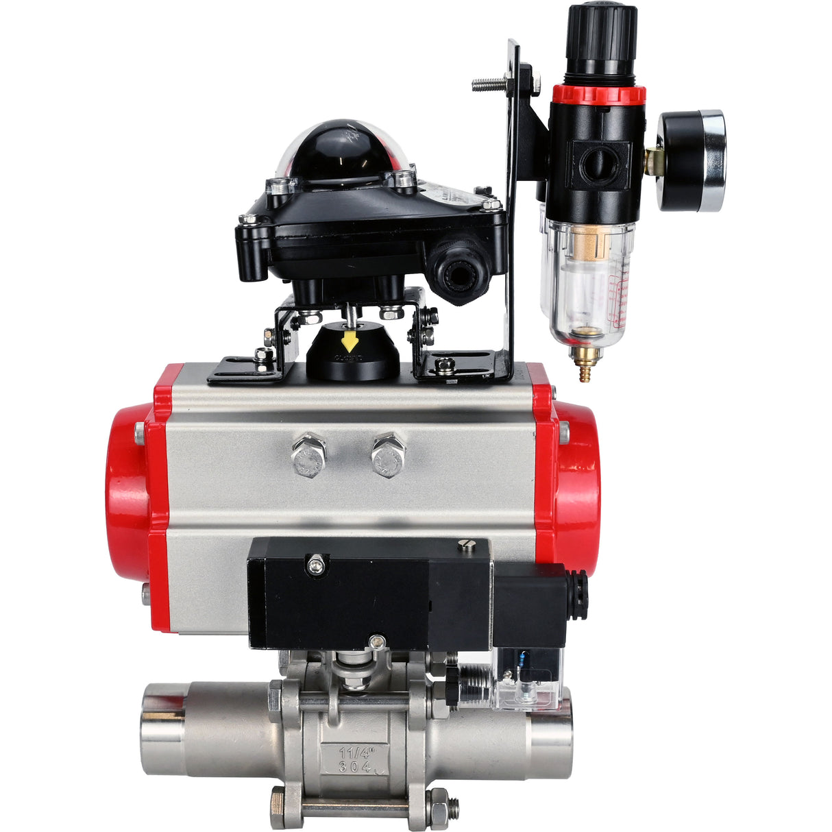Vannes à boisseau sphérique Elephant BV3131P(3pc)-FP-W-ISO-H LONG DN10-150 passage intégral, corps - acier inoxydable 304, à souder, avec actionneur pneumatique PA-DA, distributeur pneumatique 4M310-08 220V, BKV APL-210N et GSV AFC2000
