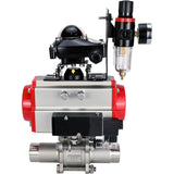 Vannes à boisseau sphérique Elephant BV3131P(3pc)-FP-W-ISO-H LONG DN10-150 passage intégral, corps - acier inoxydable 304, à souder, avec actionneur pneumatique PA-DA, distributeur pneumatique 4M310-08 220V, BKV APL-210N et GSV AFC2000