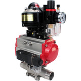 Vannes à boisseau sphérique Elephant BV3131P(3pc)-FP-W-ISO-H LONG DN10-150 passage intégral, corps - acier inoxydable 304, à souder, avec actionneur pneumatique PA-DA, distributeur pneumatique 4M310-08 220V, BKV APL-510N EX et GSV AFC2000