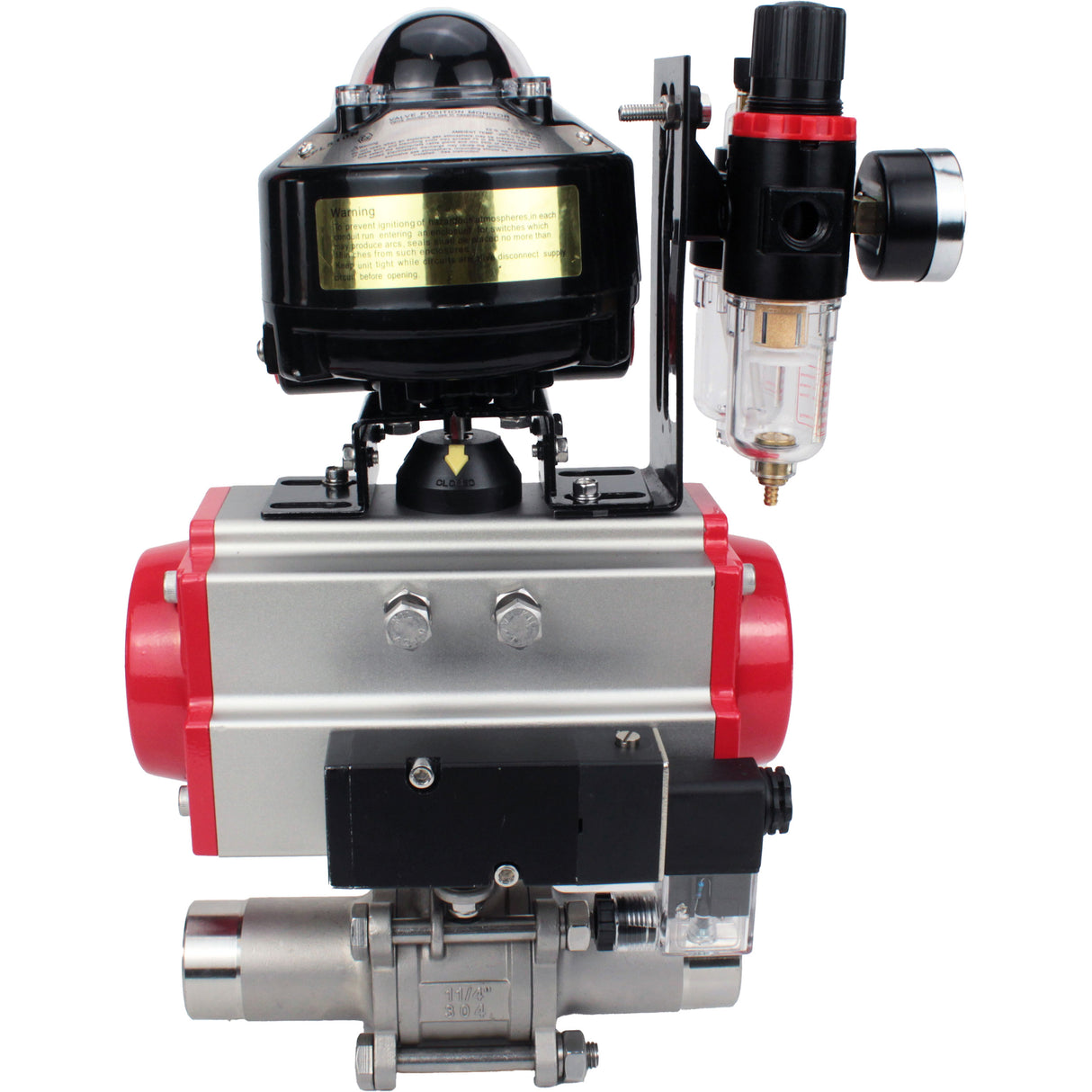 Vannes à boisseau sphérique Elephant BV3131P(3pc)-FP-W-ISO-H LONG DN10-150 passage intégral, corps - acier inoxydable 304, à souder, avec actionneur pneumatique PA-DA, distributeur pneumatique 4M310-08 220V, BKV APL-510N EX et GSV AFC2000