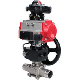Ball valves Elephant BV3131P(3pc)-FP-W-ISO-H LONG DN50-150 full bore, body - stainless steel 304, for welding, with PA-DA pneumatic actuator, pneumatic distributor 4M310-08 220V, MON gearbox and block limit switches APL-210N