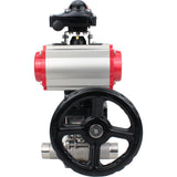 Ball valves Elephant BV3131P(3pc)-FP-W-ISO-H LONG DN50-150 full bore, body - stainless steel 304, for welding, with PA-DA pneumatic actuator, pneumatic distributor 4M310-08 220V, MON gearbox and block limit switches APL-210N