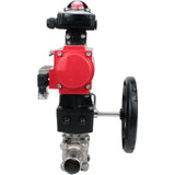 Ball valves Elephant BV3131P(3pc)-FP-W-ISO-H LONG DN50-150 full bore, body - stainless steel 304, for welding, with PA-DA pneumatic actuator, pneumatic distributor 4M310-08 220V, MON gearbox and block limit switches APL-210N