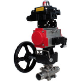 Ball valves Elephant BV3131P(3pc)-FP-W-ISO-H LONG DN50-150 full bore, body - stainless steel 304, for welding, with PA-DA pneumatic actuator, pneumatic distributor 4M310-08 220V, MON gearbox and block limit switches APL-410N EX